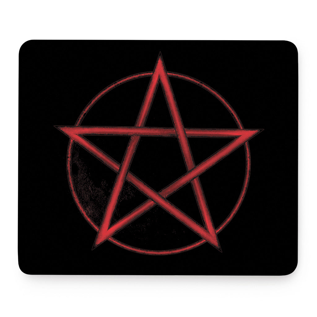 Red Pentagram Symbol Print Mouse Pad