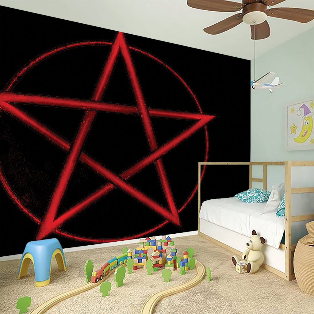 Red Pentagram Symbol Print Wall Sticker