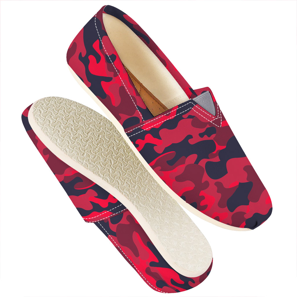 Red Pink And Black Camouflage Print Casual Shoes