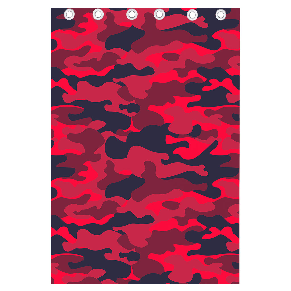 Red Pink And Black Camouflage Print Curtain