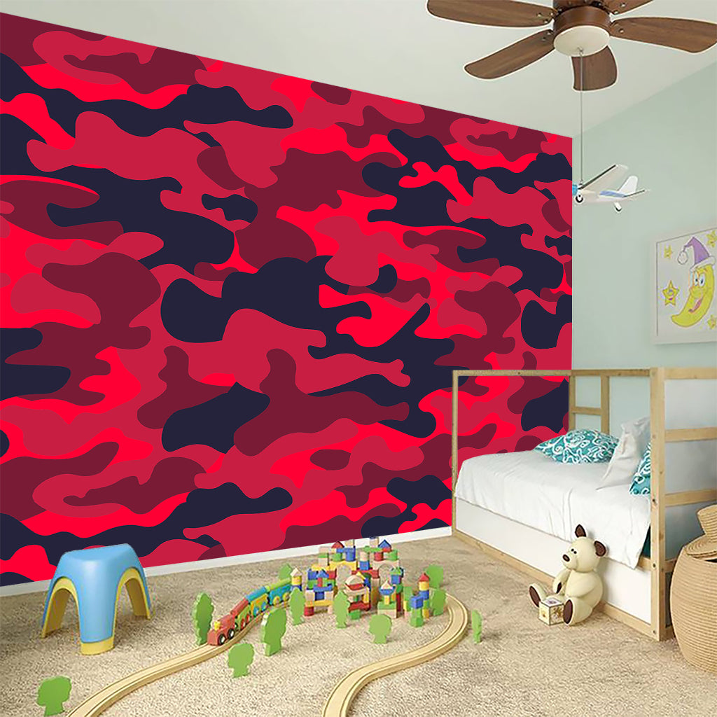 Red Pink And Black Camouflage Print Wall Sticker