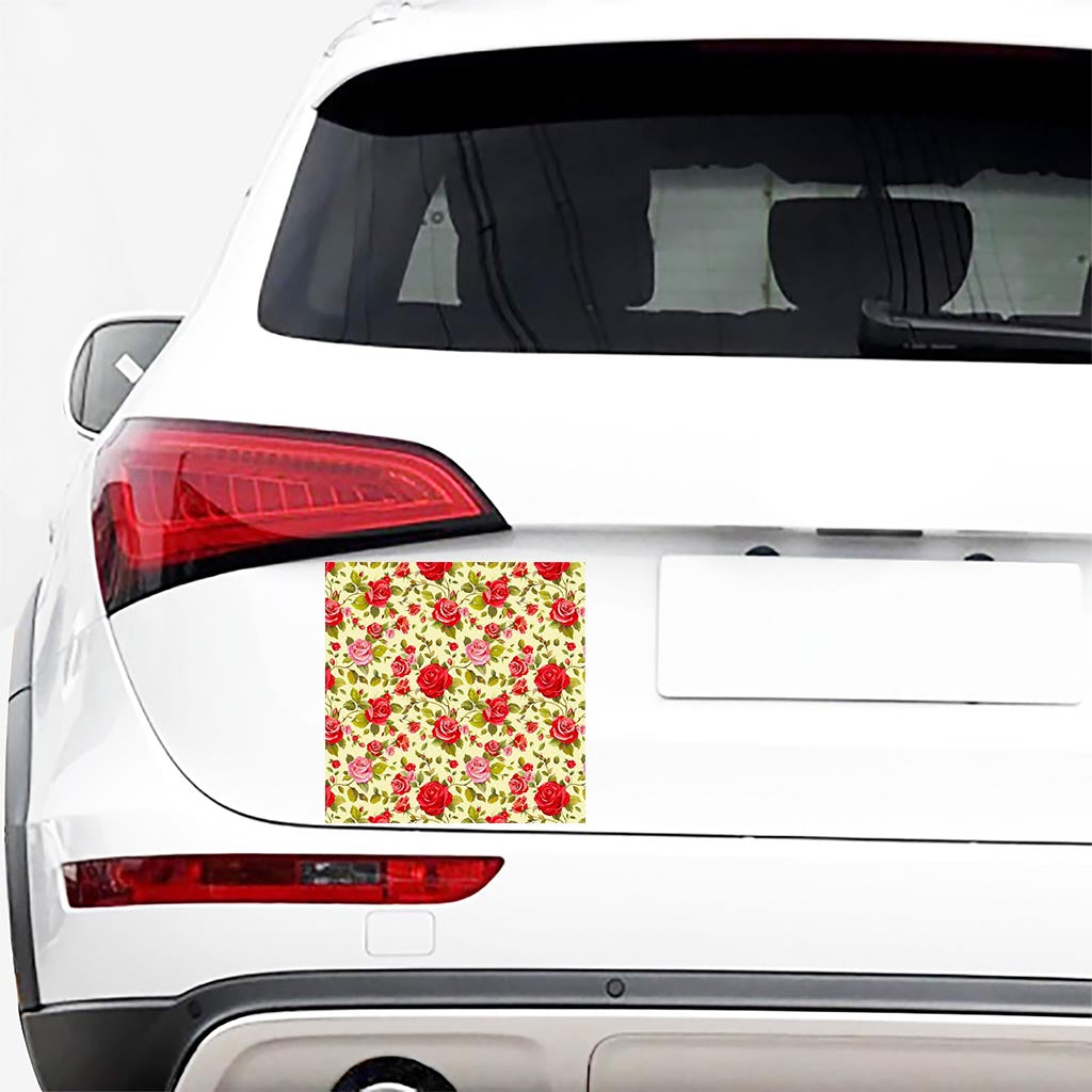 Red Pink Rose Floral Pattern Print Car Sticker