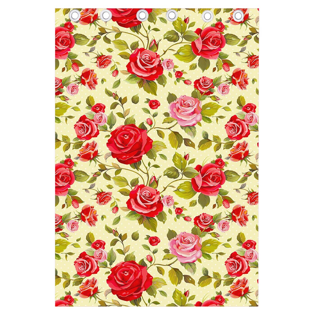 Red Pink Rose Floral Pattern Print Curtain