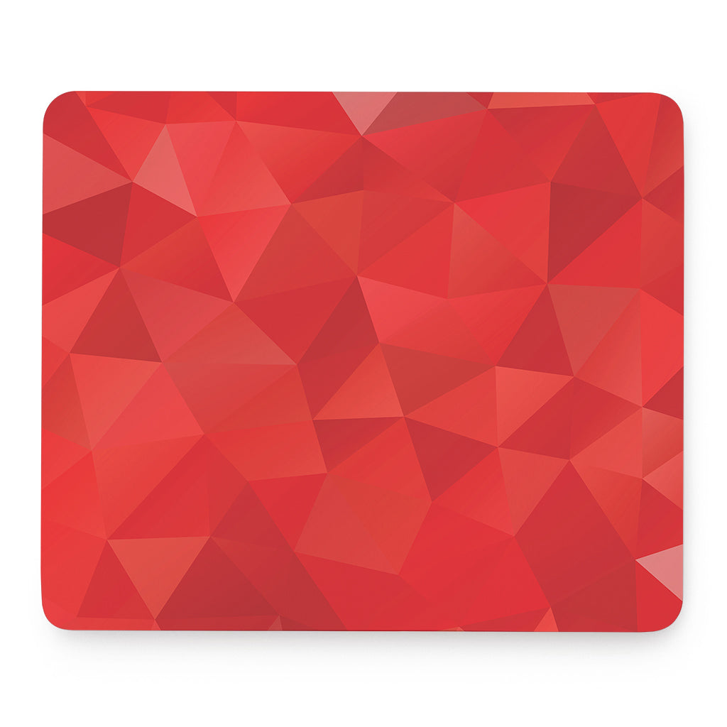 Red Polygonal Geometric Print Mouse Pad