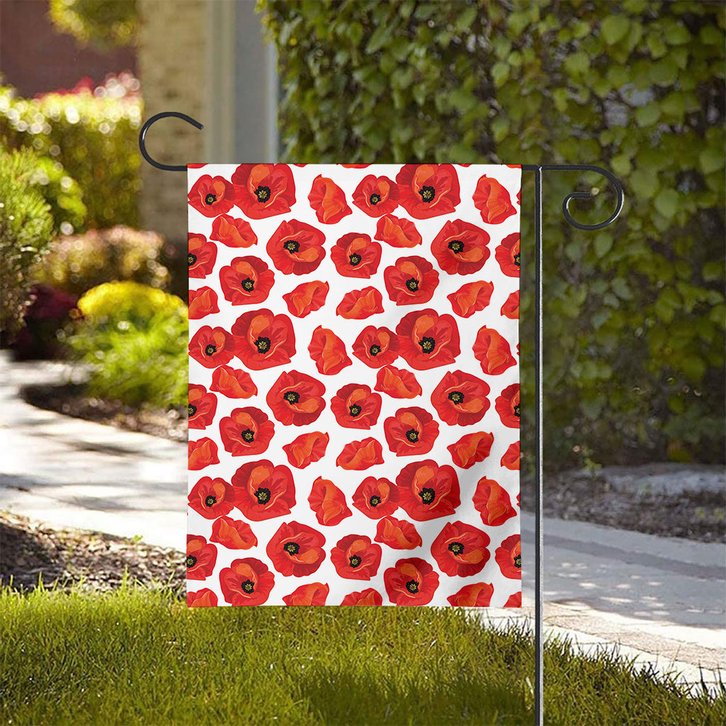 Red Poppy Pattern Print House Flag