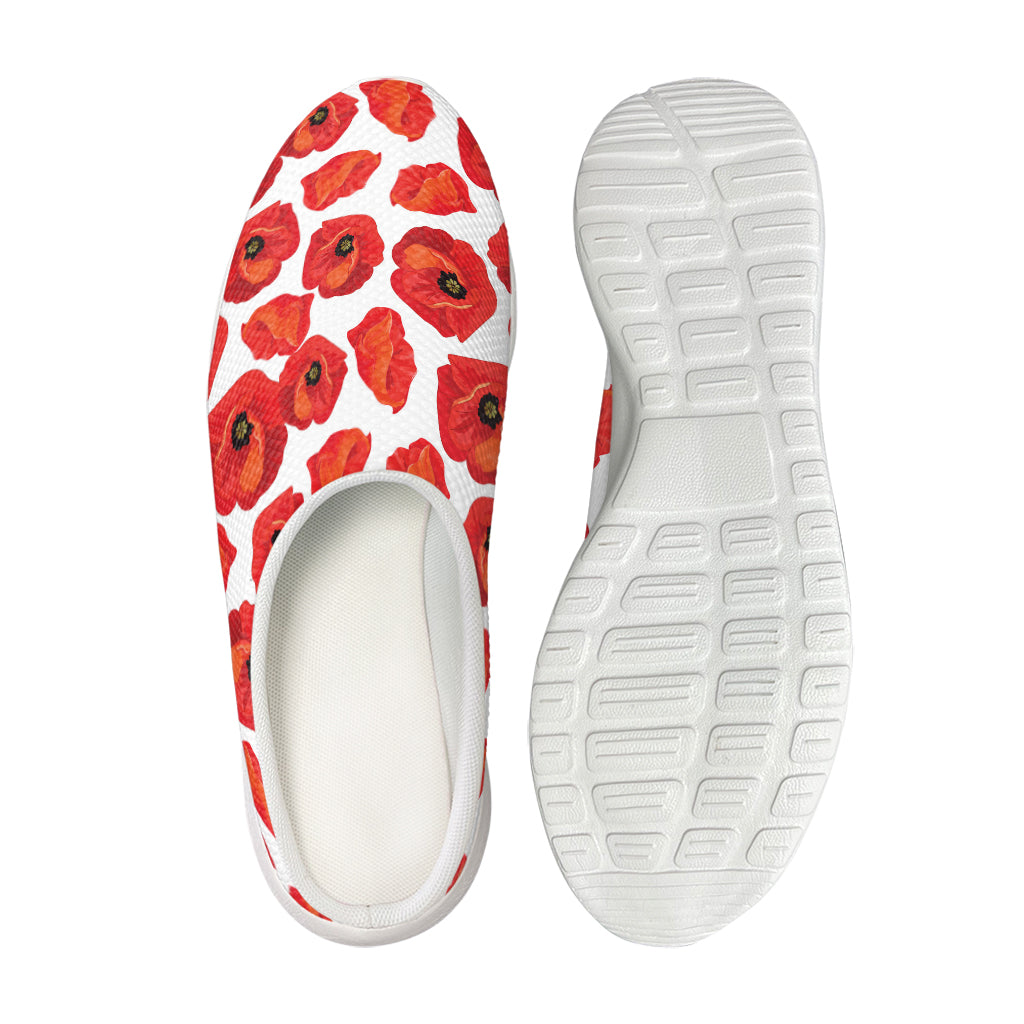 Red Poppy Pattern Print Mesh Casual Shoes
