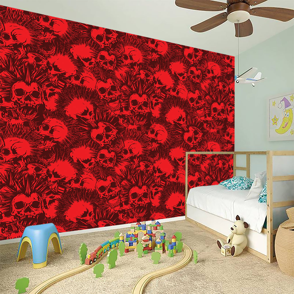 Red Punk Skull Pattern Print Wall Sticker