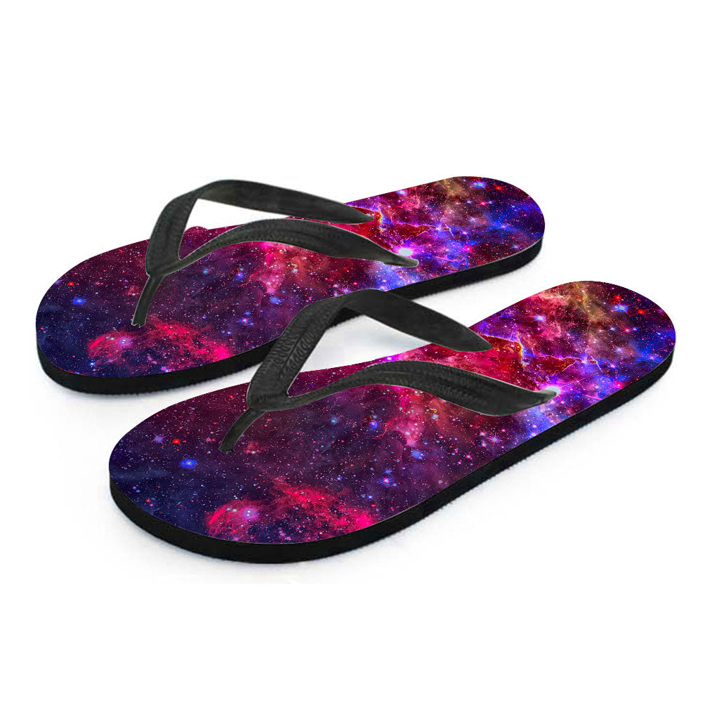 Red Purple Nebula Galaxy Space Print Flip Flops