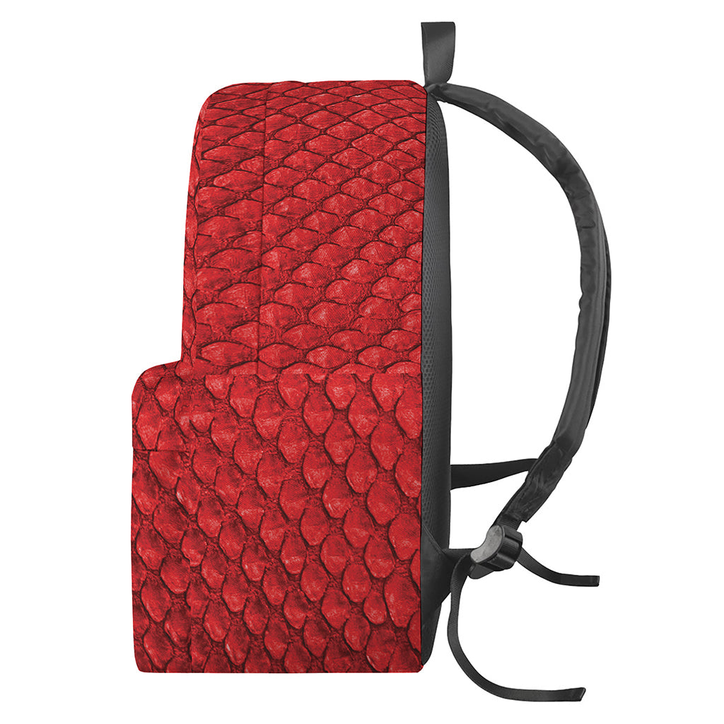 Red Python Snakeskin Print Backpack