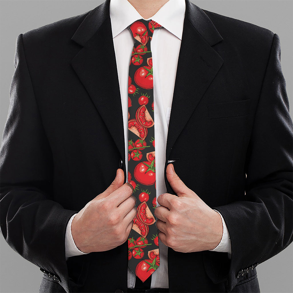 Red Ripe Tomatoes Pattern Print Necktie