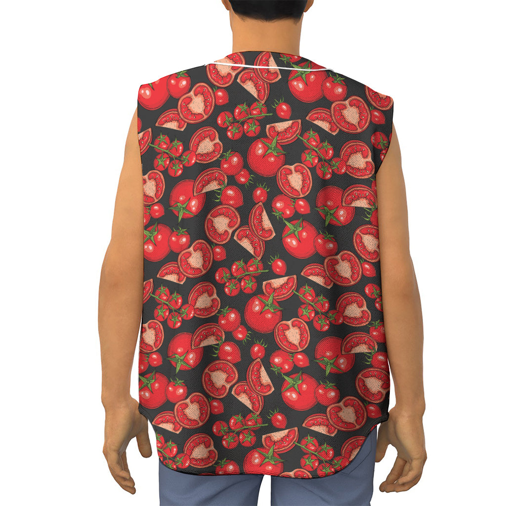 Red Ripe Tomatoes Pattern Print Sleeveless Baseball Jersey