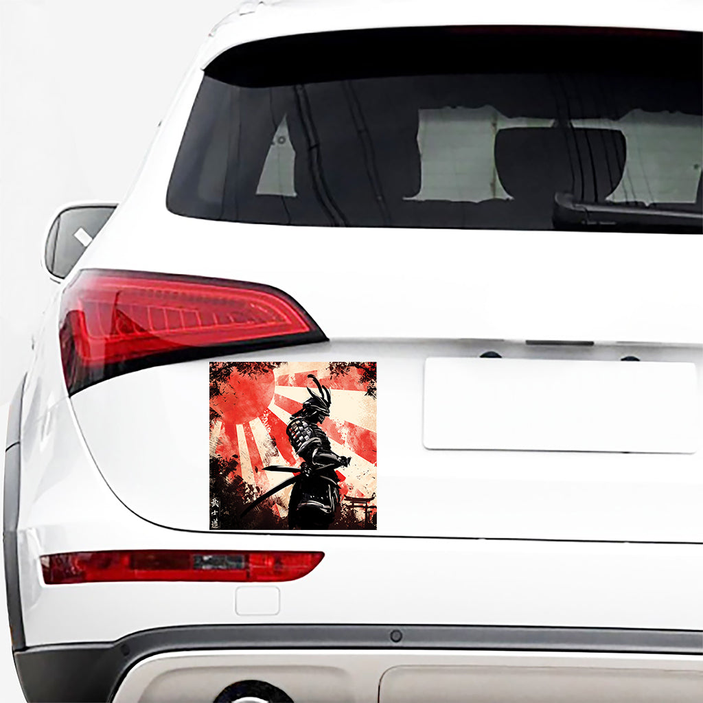 Red Rising Sun Samurai Print Car Sticker