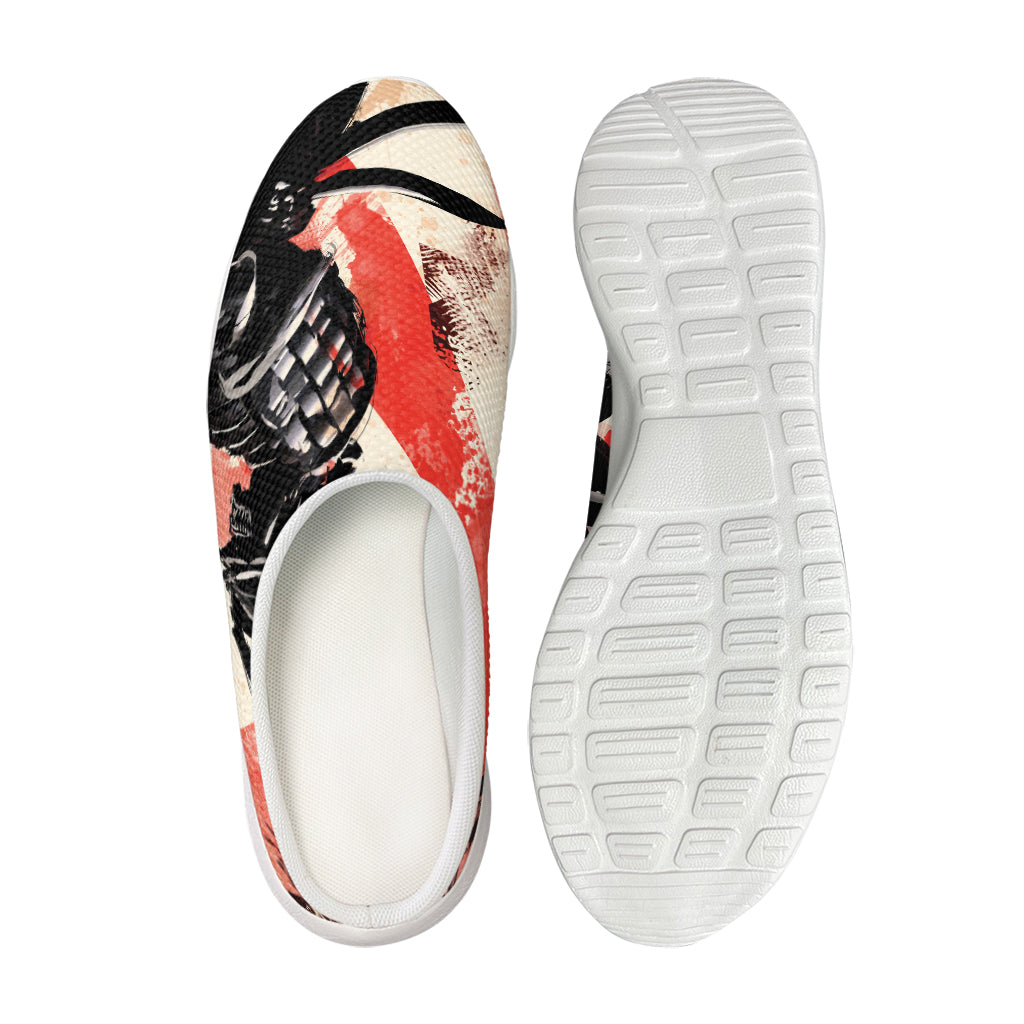 Red Rising Sun Samurai Print Mesh Casual Shoes