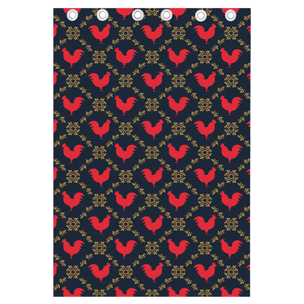 Red Rooster Pattern Print Curtain