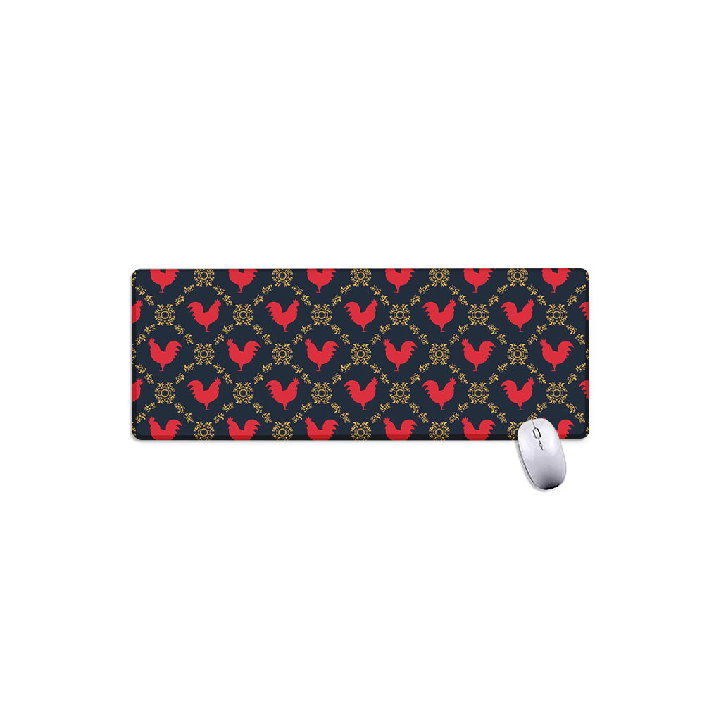 Red Rooster Pattern Print Extended Mouse Pad