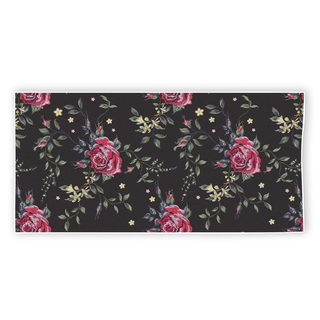 Red Rose Floral Pattern Print Beach Towel