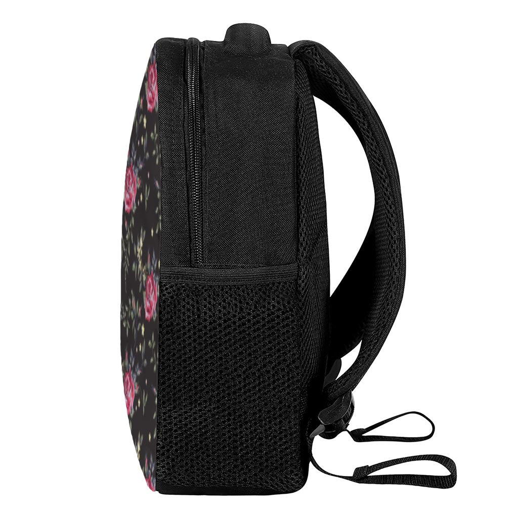 Red Rose Floral Pattern Print Casual Backpack