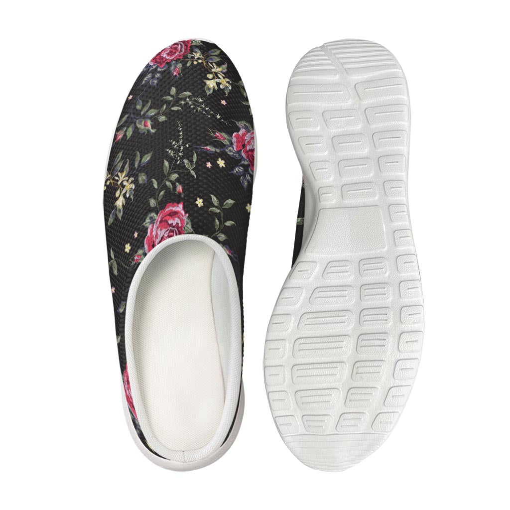 Red Rose Floral Pattern Print Mesh Casual Shoes
