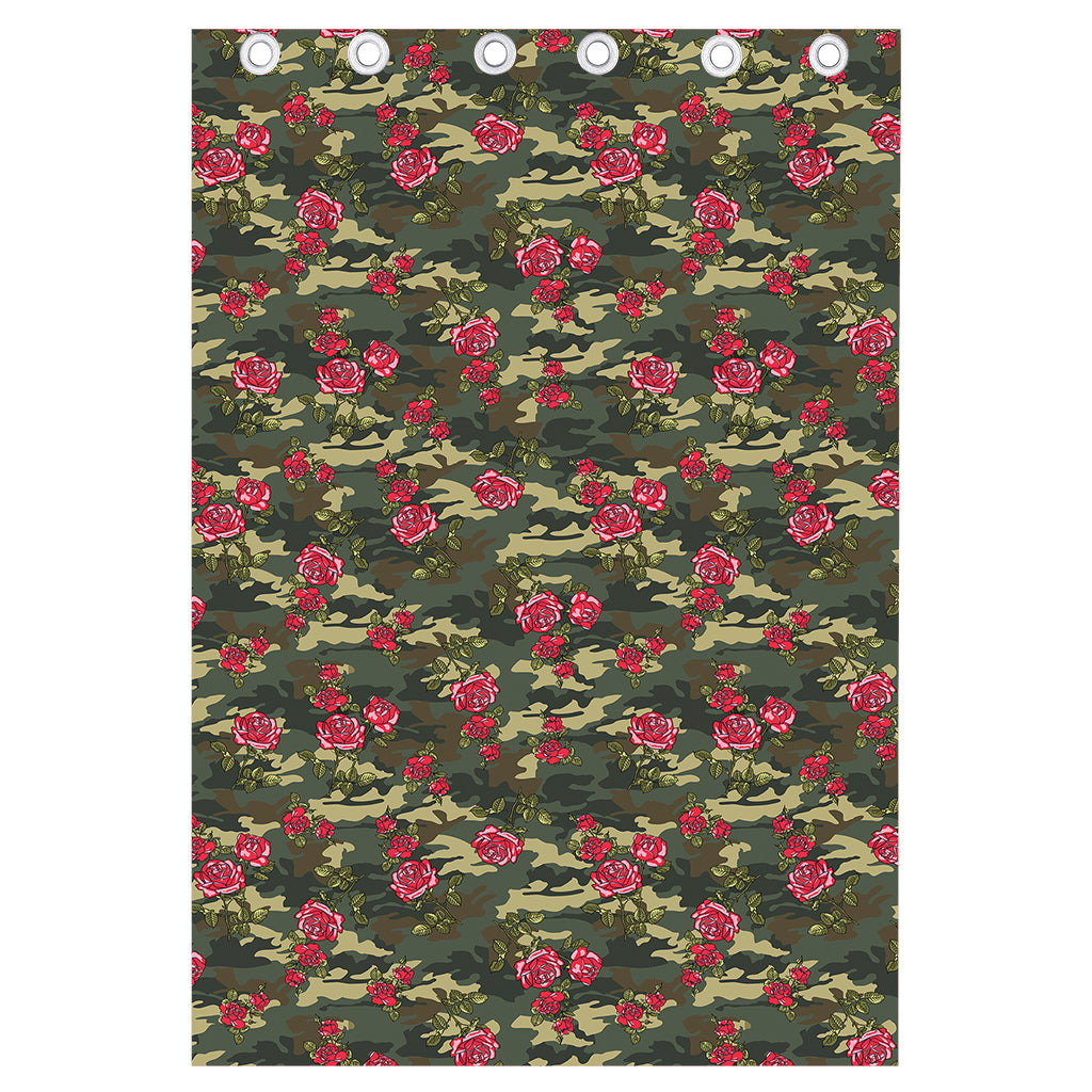 Red Rose Flower Camouflage Print Curtain