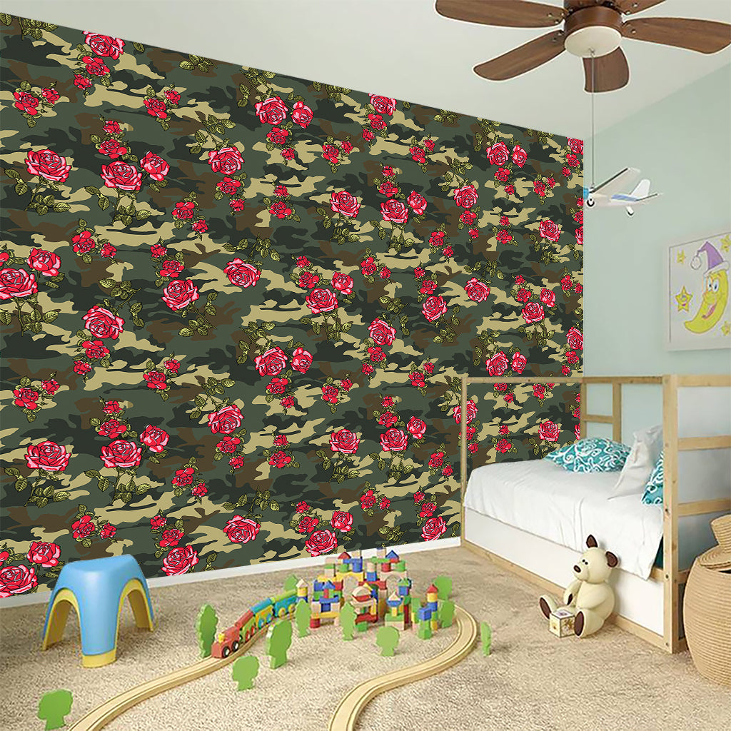 Red Rose Flower Camouflage Print Wall Sticker