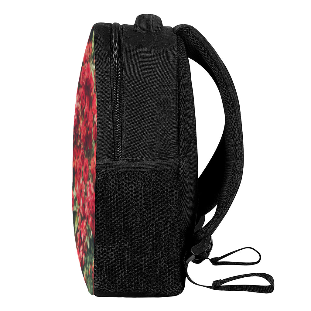 Red Rose Flower Print Casual Backpack