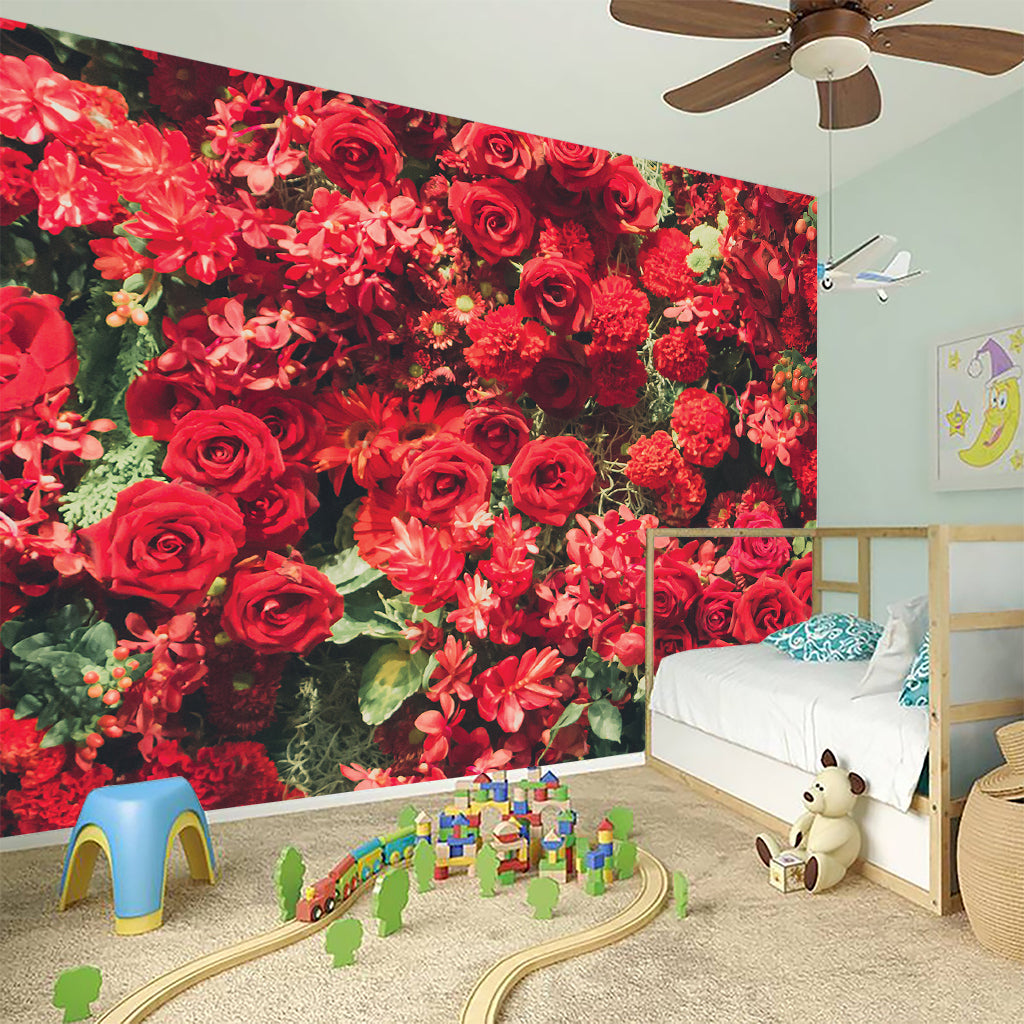 Red Rose Flower Print Wall Sticker