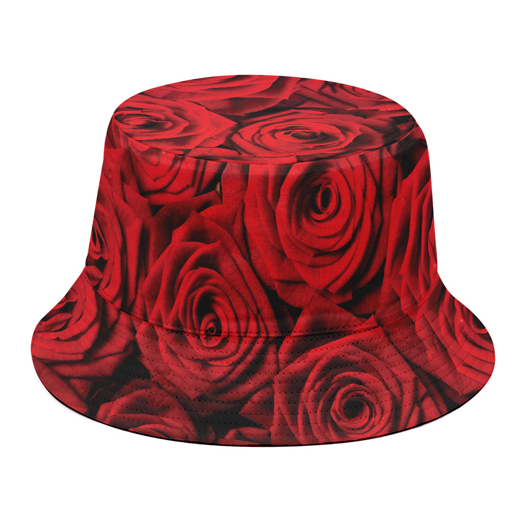 Red Rose Print Bucket Hat