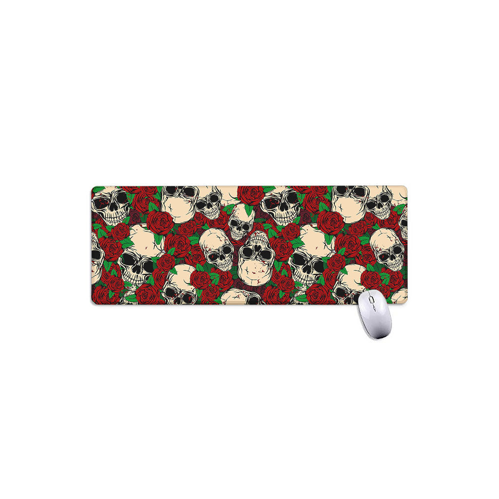 Red Rose Skull Pattern Print Extended Mouse Pad