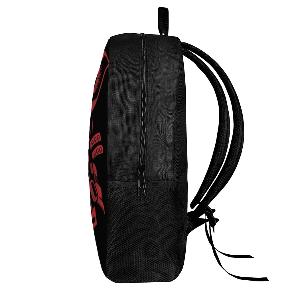 Red Samurai Mask Print 17 Inch Backpack