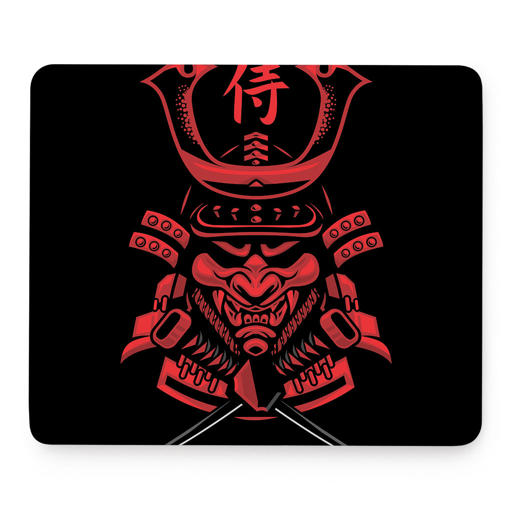Red Samurai Mask Print Mouse Pad
