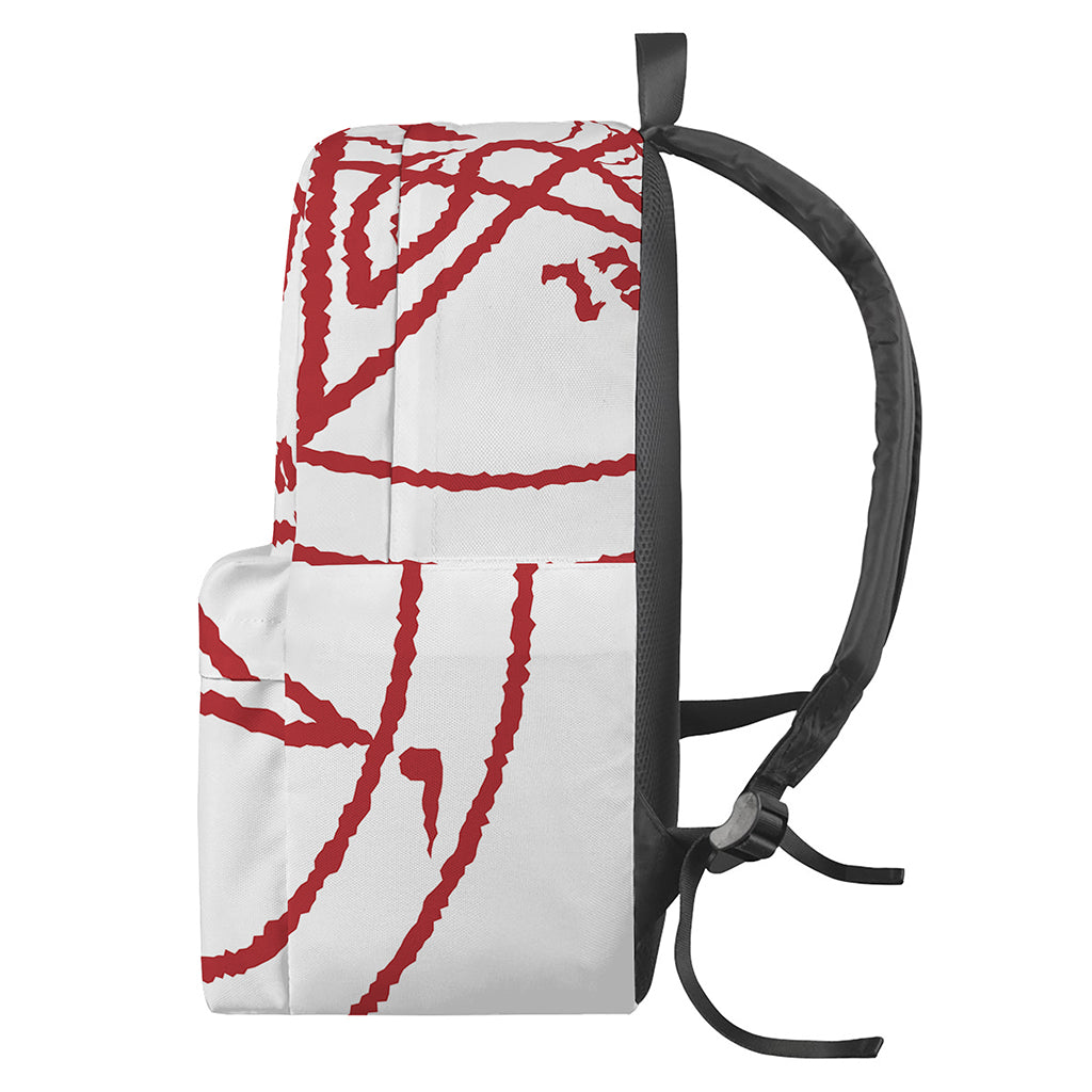 Red Satanic Pentagram Symbol Print Backpack