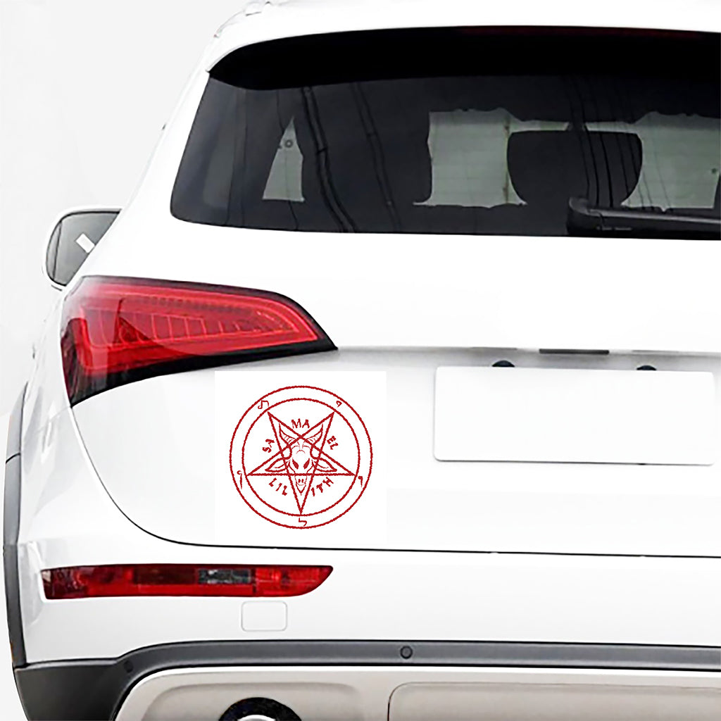 Red Satanic Pentagram Symbol Print Car Sticker