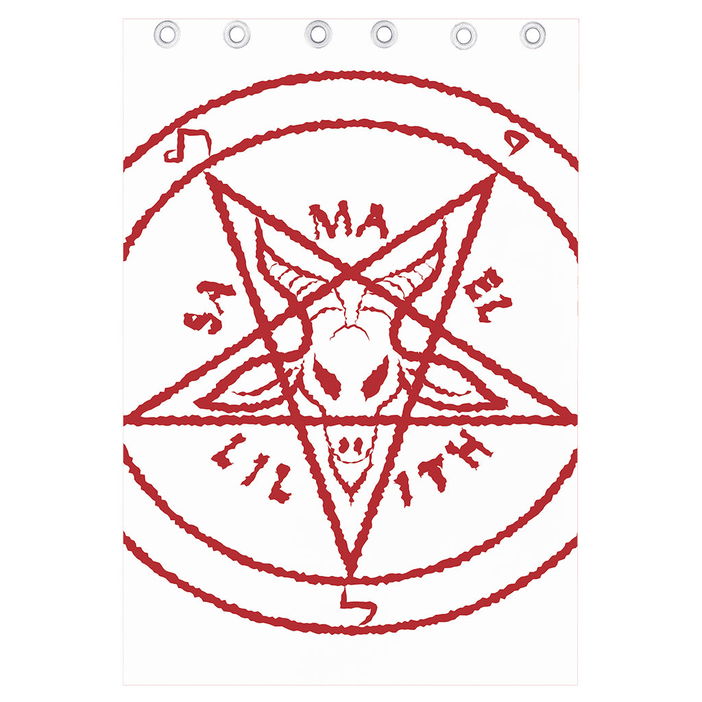 Red Satanic Pentagram Symbol Print Curtain