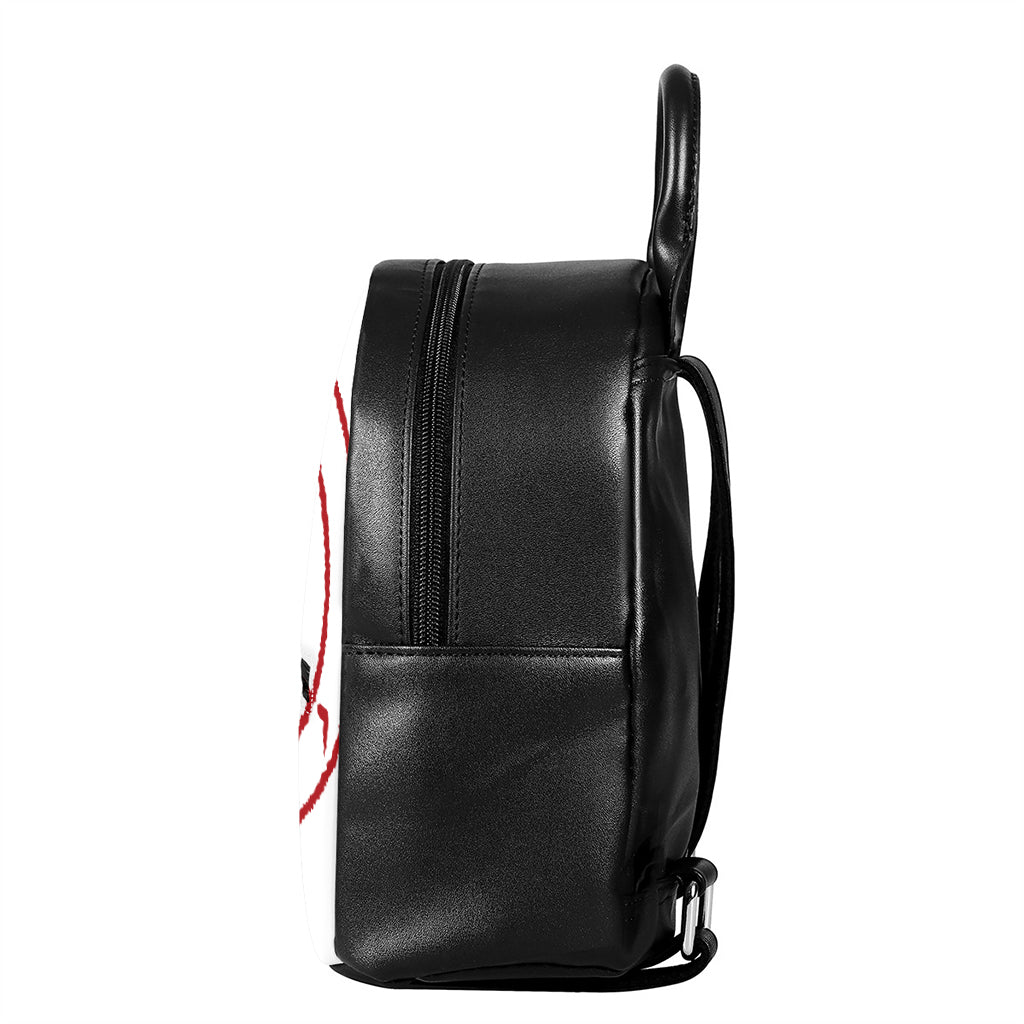 Red Satanic Pentagram Symbol Print Leather Backpack