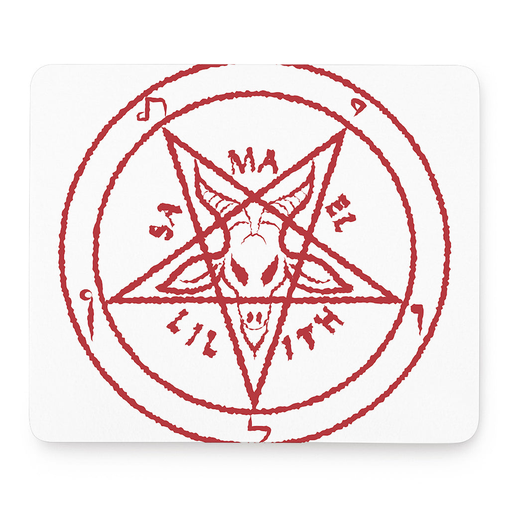 Red Satanic Pentagram Symbol Print Mouse Pad