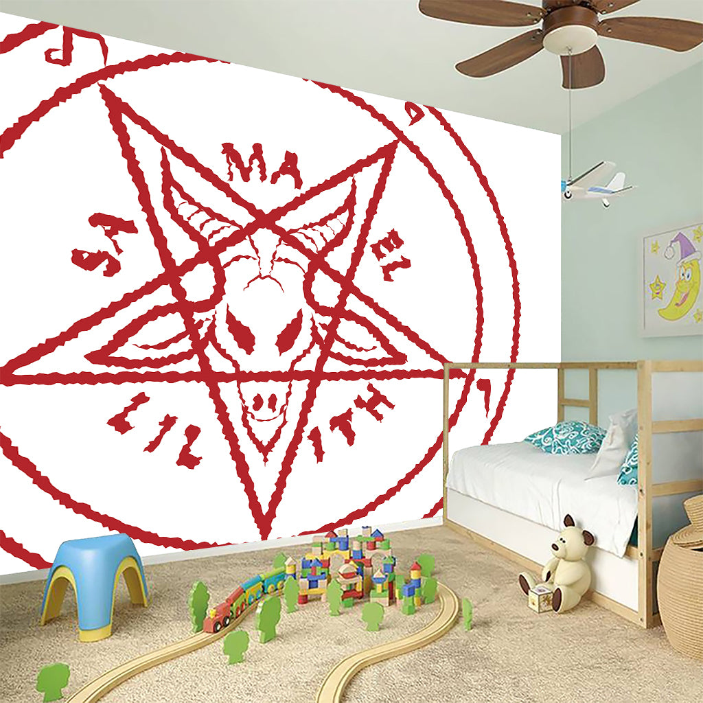 Red Satanic Pentagram Symbol Print Wall Sticker
