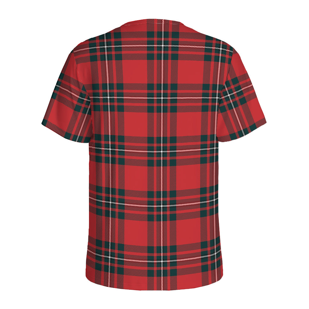 Red Scottish Tartan Pattern Print Men's Sports T-Shirt