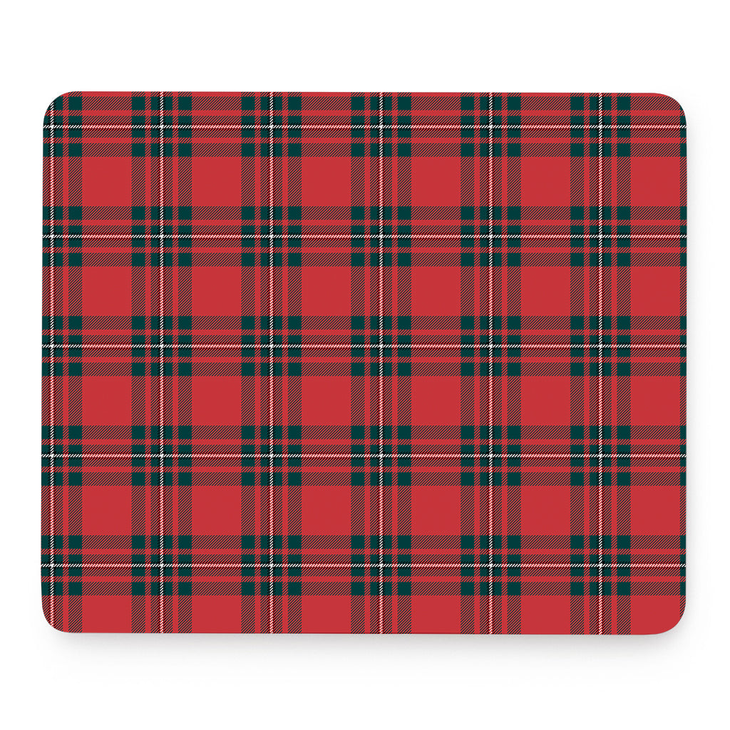 Red Scottish Tartan Pattern Print Mouse Pad