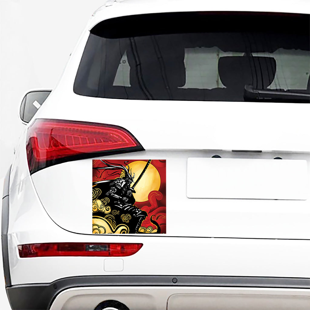 Red Sky And Golden Sun Samurai Print Car Sticker