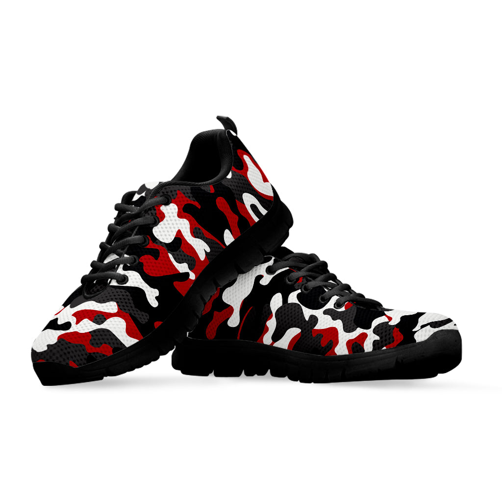 Red Snow Camouflage Print Black Running Shoes