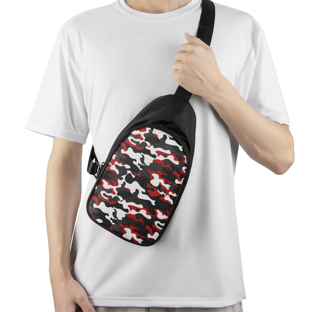 Red Snow Camouflage Print Chest Bag