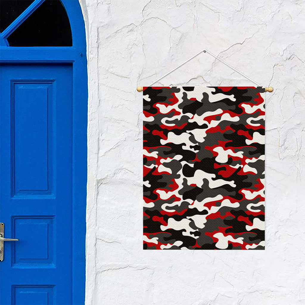 Red Snow Camouflage Print Garden Flag