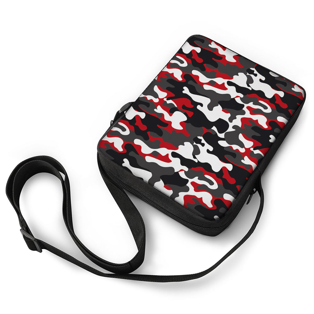 Red Snow Camouflage Print Rectangular Crossbody Bag