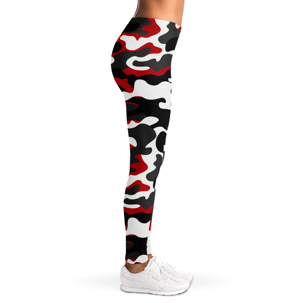 Red Snow Camouflage Print Women's Leggings