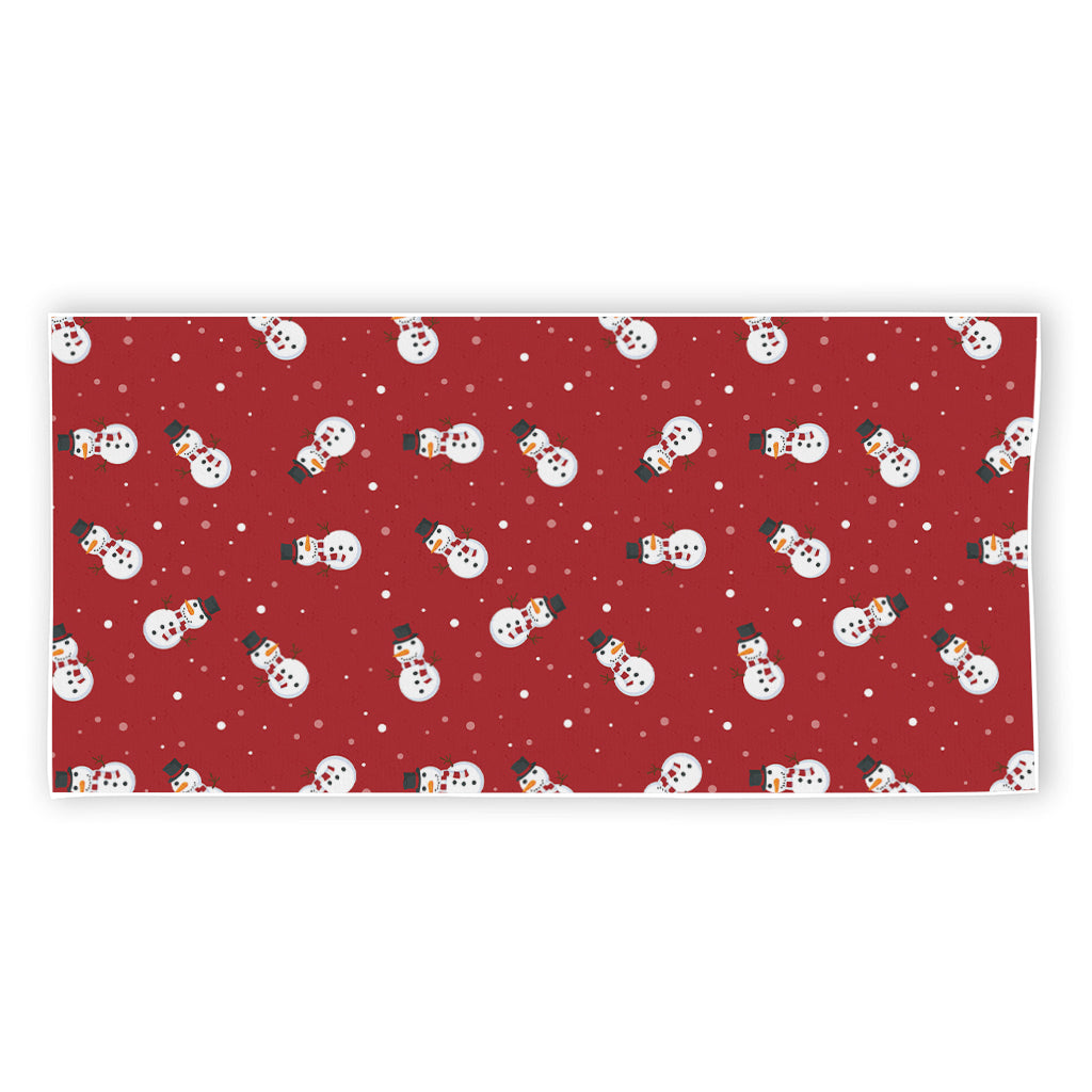 Red Snowman Pattern Print Beach Towel
