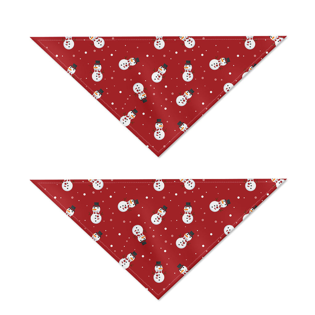 Red Snowman Pattern Print Dog Bandana