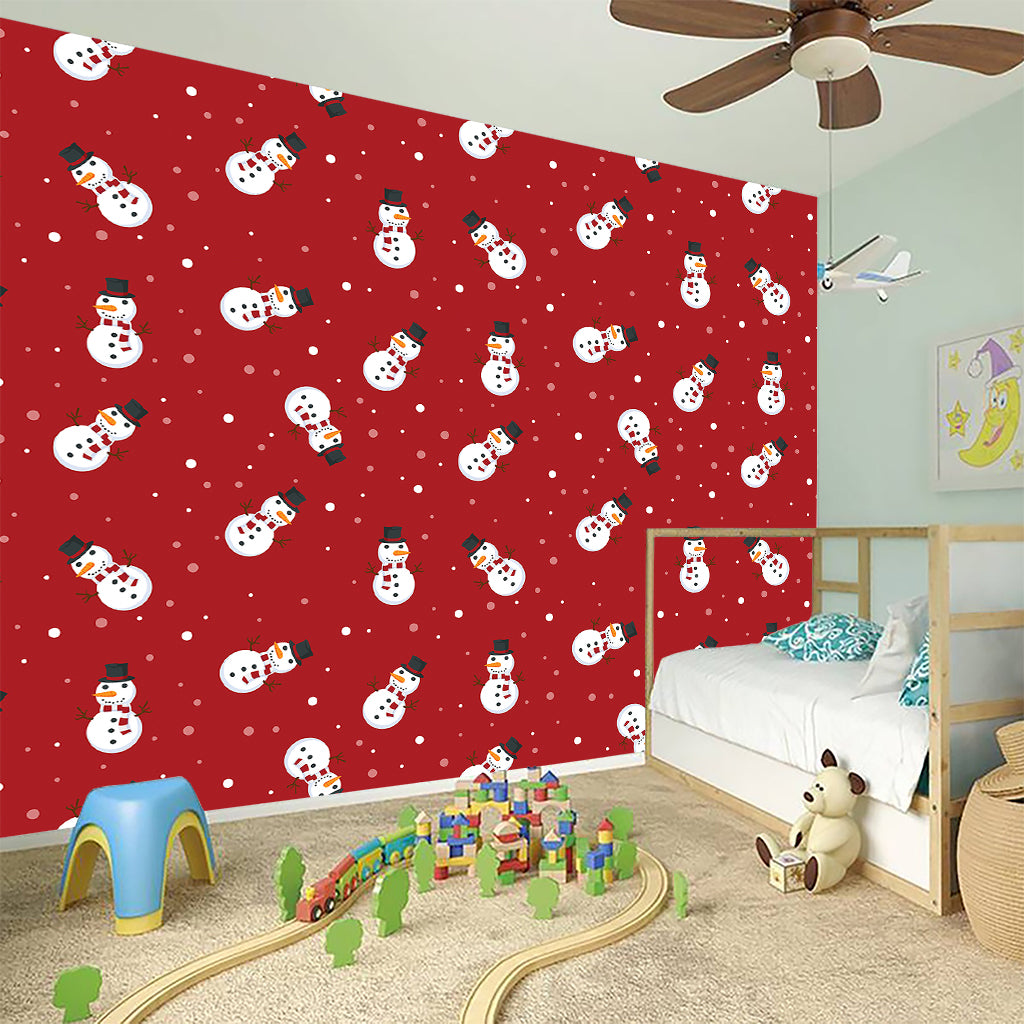 Red Snowman Pattern Print Wall Sticker