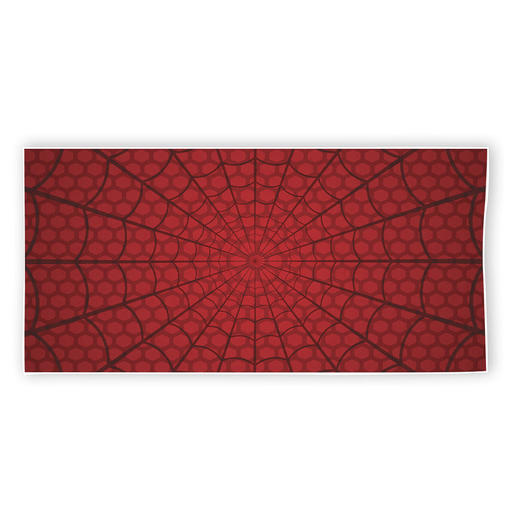 Red Spider Web Print Beach Towel