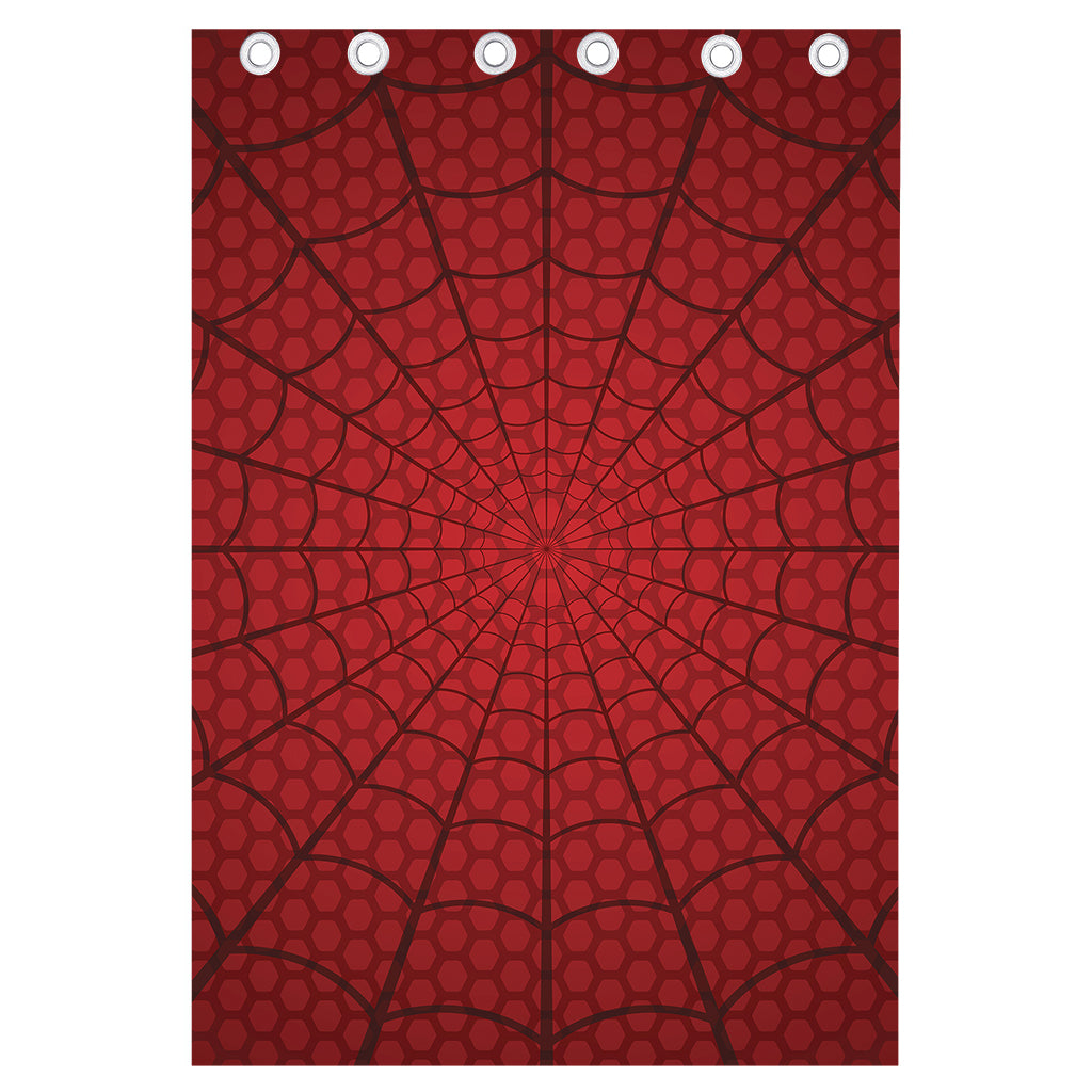 Red Spider Web Print Curtain