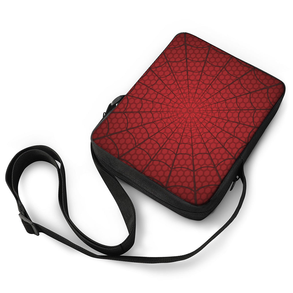 Red Spider Web Print Rectangular Crossbody Bag
